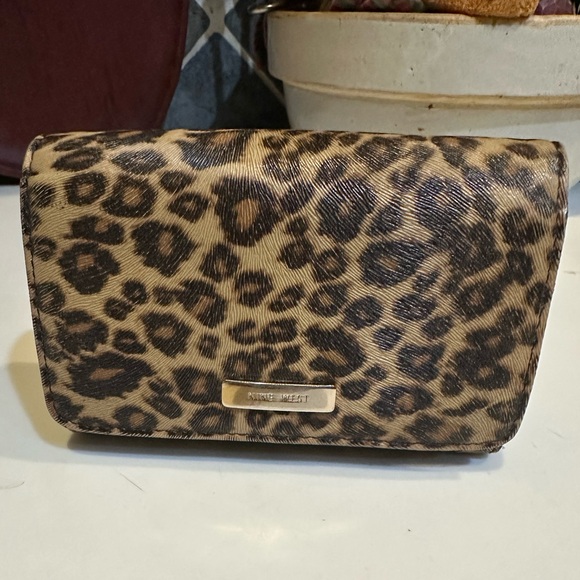 NINE WEST ANIMAL LEOPARD PRINT WALLET PURSE BAG CLUTCH BILLFOLD BROWN VEGAN 5.5” - Picture 13 of 13